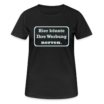 Werbung - Frauen T-Shirt atmungsaktiv - Schwarz - Vorne - AI Model Female 172 light (172cm)