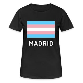 Trans Pride Flagge Madrid - Frauen T-Shirt atmungsaktiv - Schwarz - Vorne - AI Model Female 172 light (172cm)