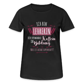Ich bin Lehrerin - Frauen T-Shirt atmungsaktiv - Schwarz - Vorne - AI Model Female 172 light (172cm)