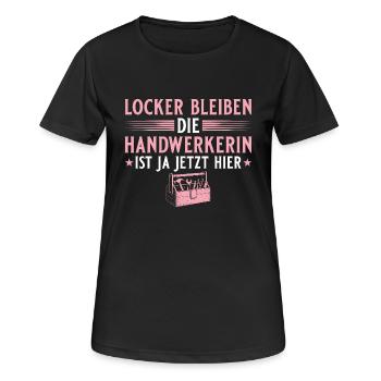Handwerk Werkzeug Locker bleiben - Handwerkerin - Frauen T-Shirt atmungsaktiv - Schwarz - Vorne - AI Model Female 172 light (172cm)