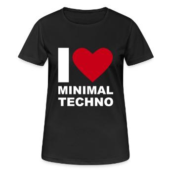 ICH LIEBE TECHNO MINIMAL - Frauen T-Shirt atmungsaktiv - Schwarz - Vorne - AI Model Female 172 light (172cm)