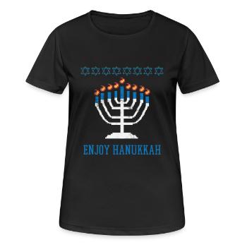 Ugly Hanukkah, Hanukkah, Festival of Lights, Gift - Women's Breathable T-Shirt - black - Front - AI Model Female 172 light (172cm)