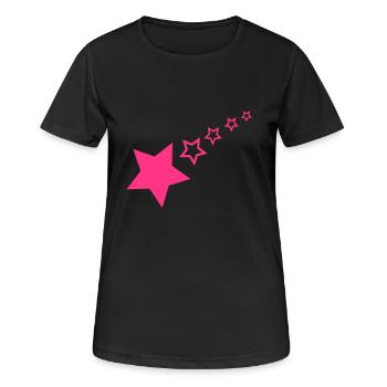 Sternchen - Frauen T-Shirt atmungsaktiv - Schwarz - Vorne - AI Model Female 172 light (172cm)