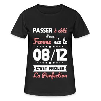 Anniversaire - Née le 8 Décembre Frôler perfection - T-shirt respirant Femme - noir - Devant - AI Model Female 172 light (172cm)