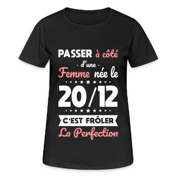Anniversaire - Née 20 Décembre Frôler perfection - T-shirt respirant Femme - noir - Devant - AI Model Female 172 light (172cm)