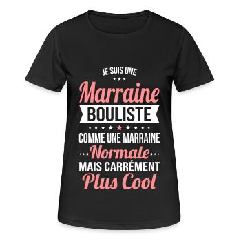 Marraine bouliste comme marraine normale plus cool - T-shirt respirant Femme - noir - Devant - AI Model Female 172 light (172cm)