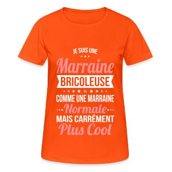 Marraine bricoleuse plus cool - T-shirt respirant Femme - orange néon - Devant - AI Model Female 172 dark (172cm)