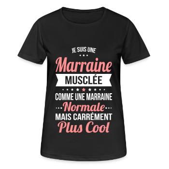 Marraine musclée comme marraine normale plus cool - T-shirt respirant Femme - noir - Devant - AI Model Female 172 light (172cm)