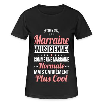 Marraine musicienne plus cool - T-shirt respirant Femme - noir - Devant - AI Model Female 172 light (172cm)