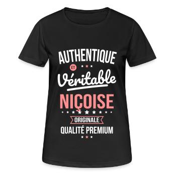 Authentique et véritable Niçoise - Originale - T-shirt respirant Femme - noir - Devant - AI Model Female 172 light (172cm)