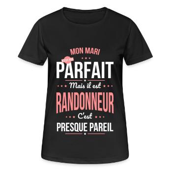 Mon mari n'est pas parfait mais il est randonneur - T-shirt respirant Femme - noir - Devant - AI Model Female 172 light (172cm)