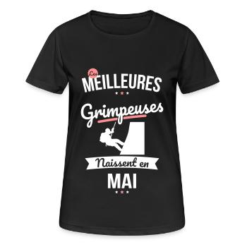 Les meilleures grimpeuses naissent en Mai - T-shirt respirant Femme - noir - Devant - AI Model Female 172 light (172cm)