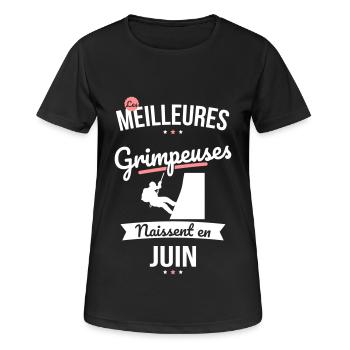 Les meilleures grimpeuses naissent en Juin - T-shirt respirant Femme - noir - Devant - AI Model Female 172 light (172cm)