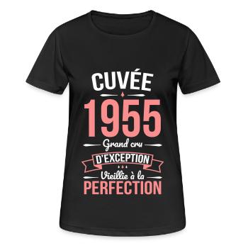70th Anniversary - Cuvée 1955 - Humour Gift - Women's Breathable T-Shirt - black - Front - AI Model Female 172 light (172cm)