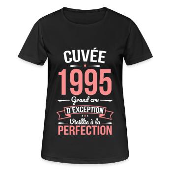 30th Anniversary - Cuvée 1995 - Humour Gift - Women's Breathable T-Shirt - black - Front - AI Model Female 172 light (172cm)