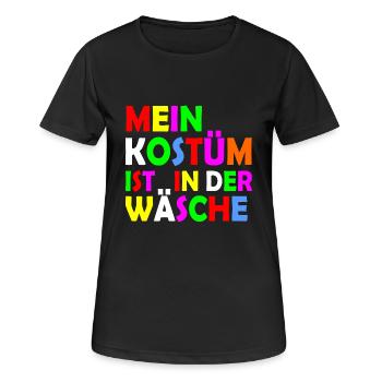 mein kostüm ist in der wäsche - Frauen T-Shirt atmungsaktiv - Schwarz - Vorne - AI Model Female 172 light (172cm)