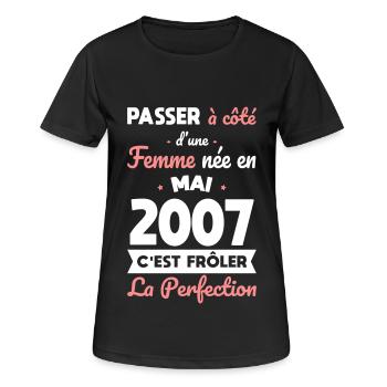18th birthday - Born in May 2007 - Women's Breathable T-Shirt - black - Front - AI Model Female 172 light (172cm)