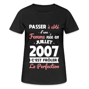 18th birthday - born in July 2007 - Women's Breathable T-Shirt - black - Front - AI Model Female 172 light (172cm)