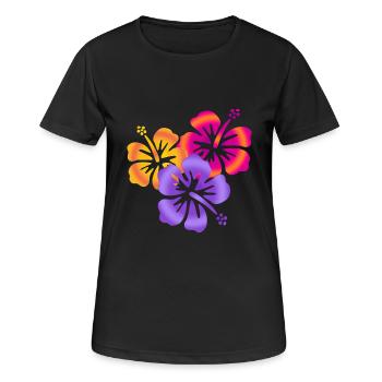 Hibiscus Drilling - Frauen T-Shirt atmungsaktiv - Schwarz - Vorne - AI Model Female 172 light (172cm)