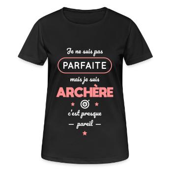 Pas parfaite mais archère c'est presque pareil - T-shirt respirant Femme - noir - Devant - AI Model Female 172 light (172cm)