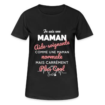 Maman aide-soignante comme maman normale plus cool - T-shirt respirant Femme - noir - Devant - AI Model Female 172 light (172cm)