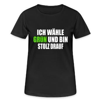 Je vote vert et j’en suis fier - T-shirt respirant Femme - noir - Devant - AI Model Female 172 light (172cm)