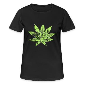 feuille de cannabis 078 - T-shirt respirant Femme - noir - Devant - AI Model Female 172 light (172cm)
