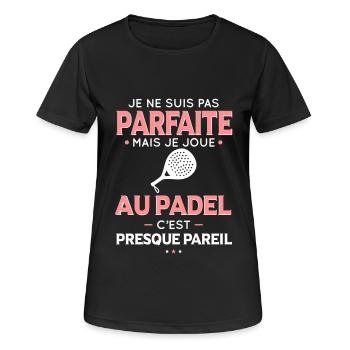 Je ne suis pas parfaite mais je joue au padel - T-shirt respirant Femme - noir - Devant - AI Model Female 172 light (172cm)