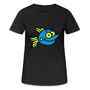lustiger Fisch - Frauen T-Shirt atmungsaktiv - Schwarz - Vorne - AI Model Female 172 light (172cm)