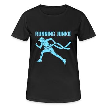 Marathonien junkie de course à pied - T-shirt respirant Femme - noir - Devant - AI Model Female 172 light (172cm)