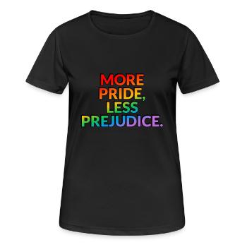 Plus d’orgueil moins de préjugés LGBTQ - T-shirt respirant Femme - noir - Devant - AI Model Female 172 light (172cm)