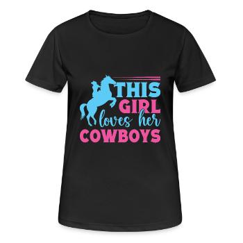 Western Rider This Girl Loves Her Cowboys Cowgirls - Frauen T-Shirt atmungsaktiv - Schwarz - Vorne - AI Model Female 172 light (172cm)