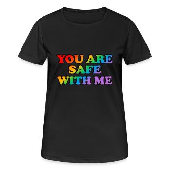 Bei mir bist du sicher - Frauen T-Shirt atmungsaktiv - Schwarz - Vorne - AI Model Female 172 light (172cm)