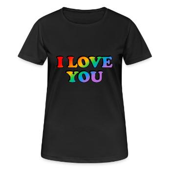 I love you - Regenbogen - Homo-Ehe - Frauen T-Shirt atmungsaktiv - Schwarz - Vorne - AI Model Female 172 light (172cm)
