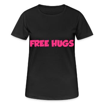 Free Hugs - Frauen T-Shirt atmungsaktiv - Schwarz - Vorne - AI Model Female 172 light (172cm)