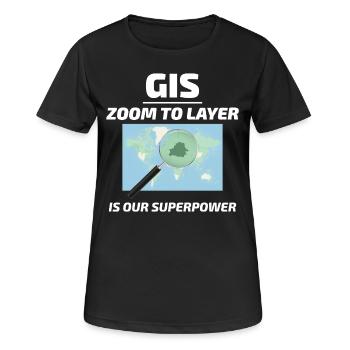 SIG Zoom sur la cartographie des couches Technologie géospatiale - T-shirt respirant Femme - noir - Devant - AI Model Female 172 light (172cm)