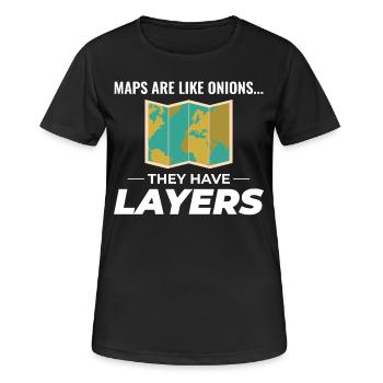 Map Layers GIS Cartography Geographic Data - Women's Breathable T-Shirt - black - Front - AI Model Female 172 light (172cm)