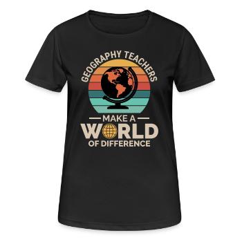 Geographielehrer Globus Weltunterschied - Frauen T-Shirt atmungsaktiv - Schwarz - Vorne - AI Model Female 172 light (172cm)