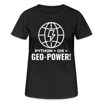 Python SIG Géo-Puissance Programmation Géospatial - T-shirt respirant Femme - noir - Devant - AI Model Female 172 light (172cm)