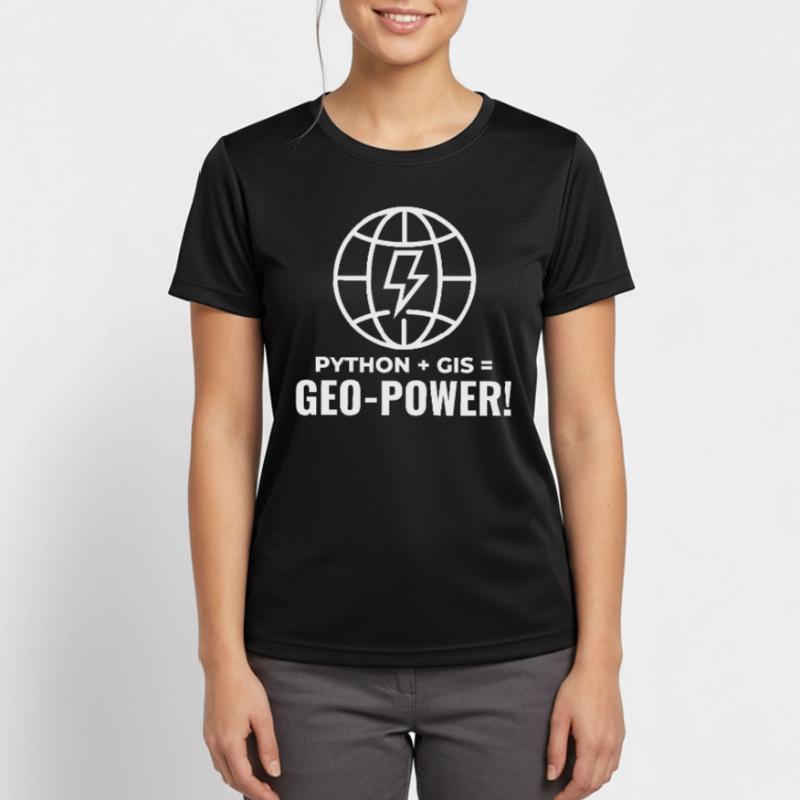 Python SIG Géo-Puissance Programmation Géospatial T-shirt respirant Femme
