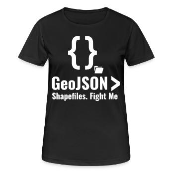 Debatte über GeoJSON-Shapefiles GIS-Datenformat - Frauen T-Shirt atmungsaktiv - Schwarz - Vorne - AI Model Female 172 light (172cm)