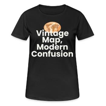 Carte vintage Confusion moderne Géographie GPS - T-shirt respirant Femme - noir - Devant - AI Model Female 172 light (172cm)
