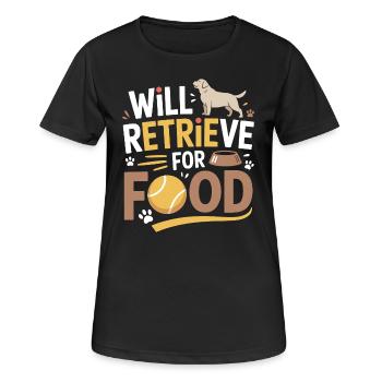 Wird für Futter apportieren Labrador Lustiger Hund - Frauen T-Shirt atmungsaktiv - Schwarz - Vorne - AI Model Female 172 light (172cm)