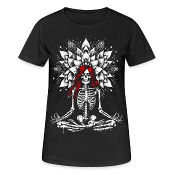 Squelette yoga - Sérénité macabre - T-shirt respirant Femme - noir - Devant - AI Model Female 172 light (172cm)