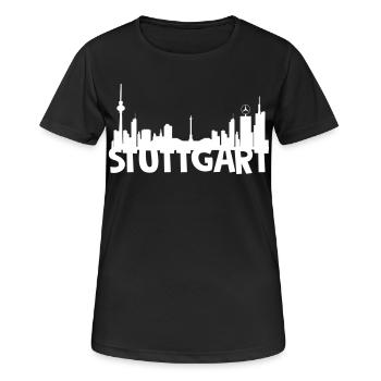 Paysage urbain de Stuttgart - T-shirt respirant Femme - noir - Devant - AI Model Female 172 light (172cm)