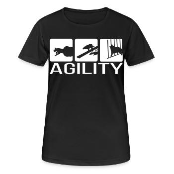 AGILITY 2 Hundesport Wilsigns Hund Hundemotiv - Frauen T-Shirt atmungsaktiv - Schwarz - Vorne - AI Model Female 172 light (172cm)