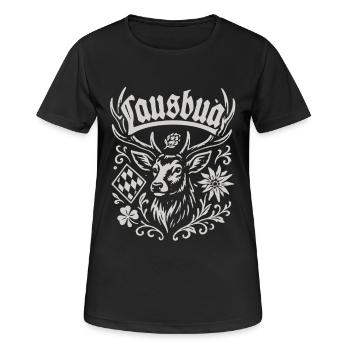 Lausbua - Festzelt, Bier und Gaudi - Frauen T-Shirt atmungsaktiv - Schwarz - Vorne - AI Model Female 172 light (172cm)