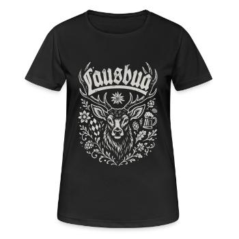 Lausbua - Festzelt, Bier und Gaudi - Frauen T-Shirt atmungsaktiv - Schwarz - Vorne - AI Model Female 172 light (172cm)