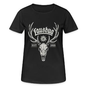 Lausbua - Hirsch, Festzelt, Bier und Gaudi - Frauen T-Shirt atmungsaktiv - Schwarz - Vorne - AI Model Female 172 light (172cm)