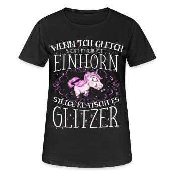 Einhorn - Glitzer - Frauen T-Shirt atmungsaktiv - Schwarz - Vorne - AI Model Female 172 light (172cm)